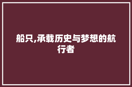 船只,承载历史与梦想的航行者