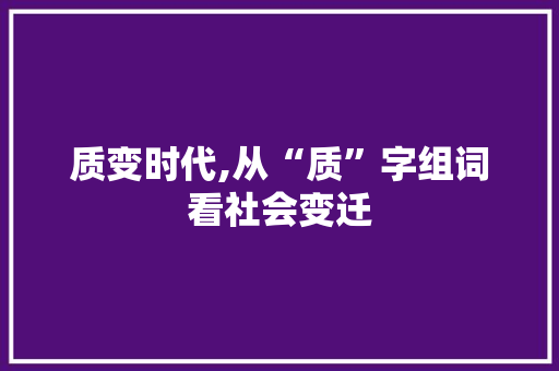 质变时代,从“质”字组词看社会变迁