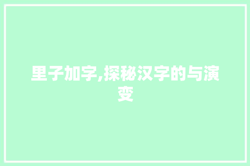 里子加字,探秘汉字的与演变