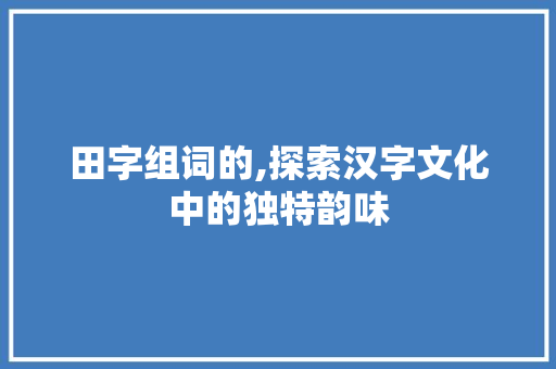 田字组词的,探索汉字文化中的独特韵味