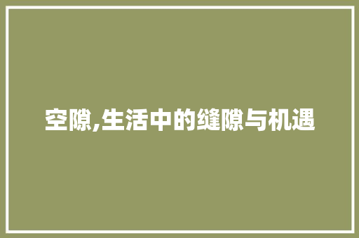 空隙,生活中的缝隙与机遇
