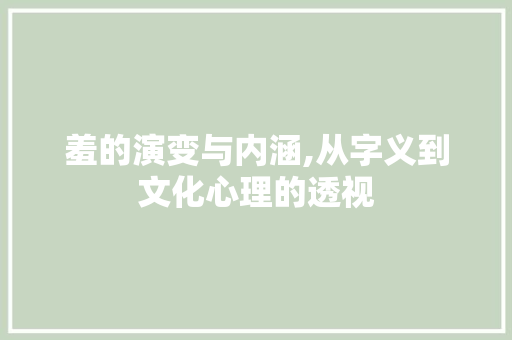 羞的演变与内涵,从字义到文化心理的透视