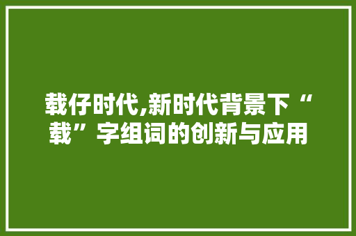 载仔时代,新时代背景下“载”字组词的创新与应用