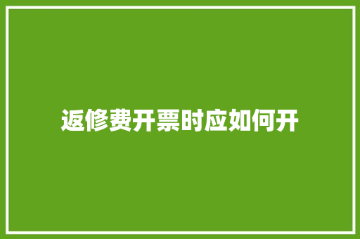 返修费开票时应如何开