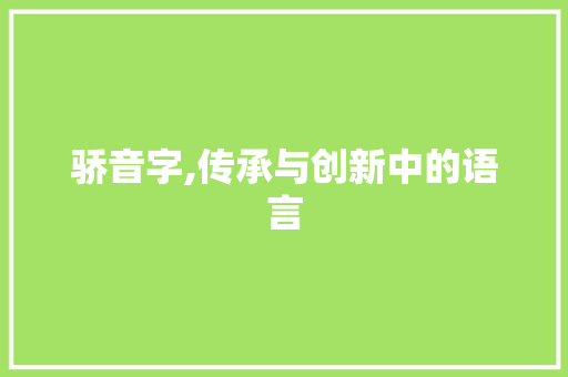 骄音字,传承与创新中的语言