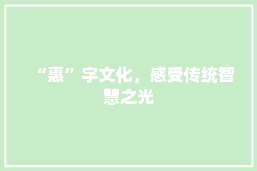“惠”字文化，感受传统智慧之光