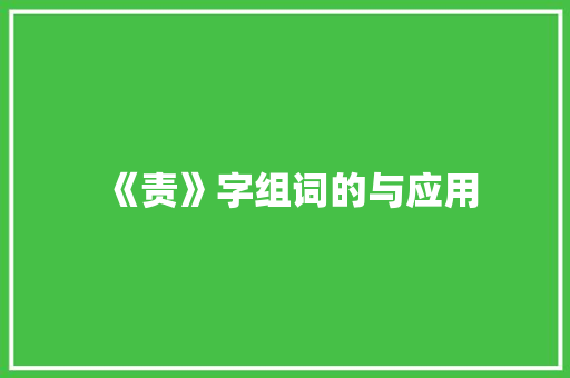 《责》字组词的与应用