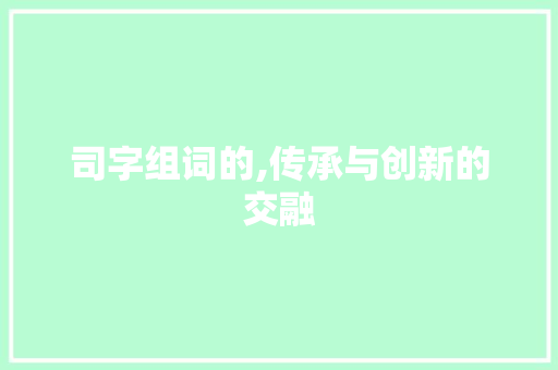 司字组词的,传承与创新的交融
