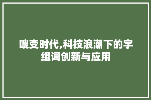 嗖变时代,科技浪潮下的字组词创新与应用