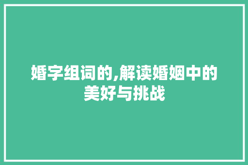 婚字组词的,解读婚姻中的美好与挑战