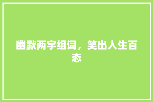幽默两字组词，笑出人生百态