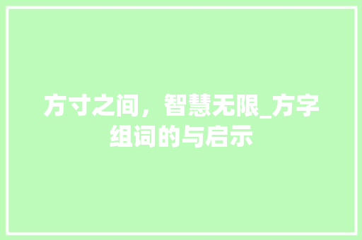 方寸之间，智慧无限_方字组词的与启示