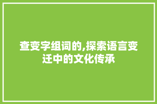 查变字组词的,探索语言变迁中的文化传承