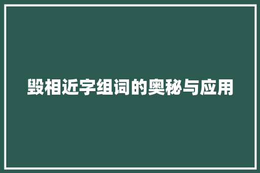 毁相近字组词的奥秘与应用