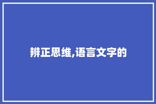 辨正思维,语言文字的
