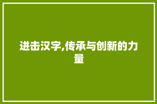 进击汉字,传承与创新的力量