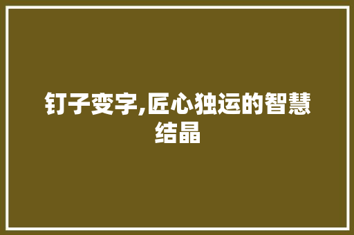 钉子变字,匠心独运的智慧结晶