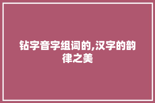 钻字音字组词的,汉字的韵律之美