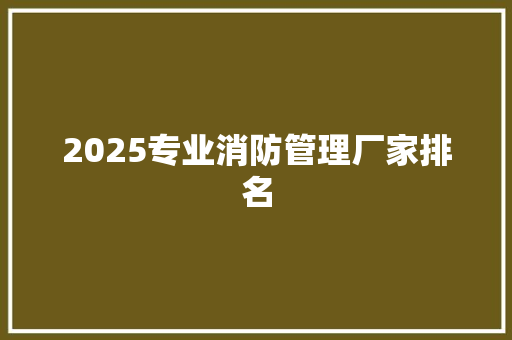 2025专业消防管理厂家排名