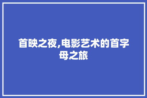 首映之夜,电影艺术的首字母之旅
