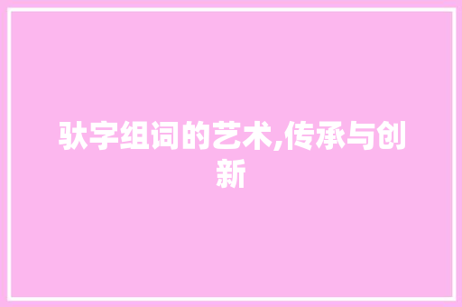 驮字组词的艺术,传承与创新