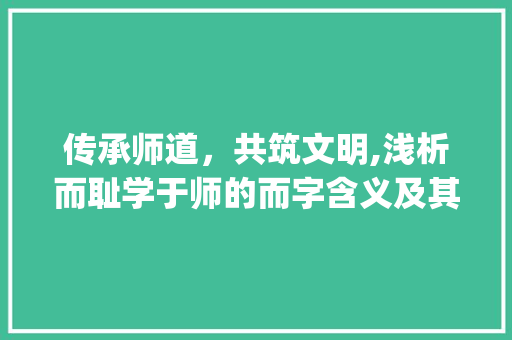 传承师道，共筑文明,浅析而耻学于师的而字含义及其深远影响_而耻学于师的而字的意思