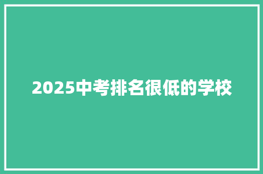 2025中考排名很低的学校