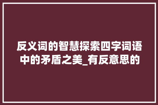 反义词的智慧探索四字词语中的矛盾之美_有反意思的四字词语