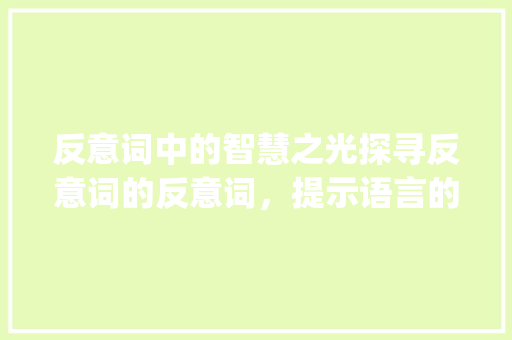 反意词中的智慧之光探寻反意词的反意词，提示语言的多重境界_答字的反意词是什么意思 创作范文