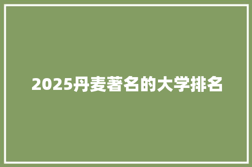 2025丹麦著名的大学排名