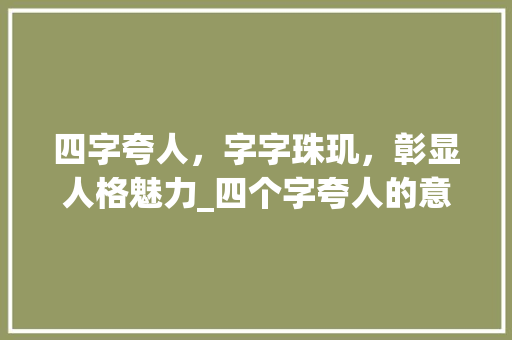 四字夸人，字字珠玑，彰显人格魅力_四个字夸人的意思