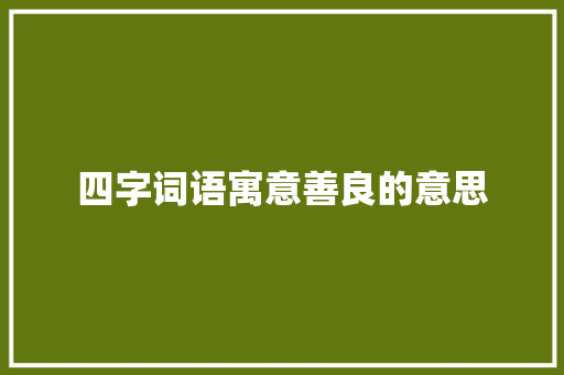 四字词语寓意善良的意思