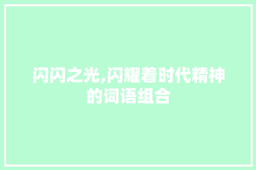 闪闪之光,闪耀着时代精神的词语组合