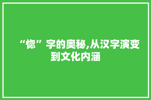 “惚”字的奥秘,从汉字演变到文化内涵