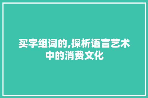 买字组词的,探析语言艺术中的消费文化