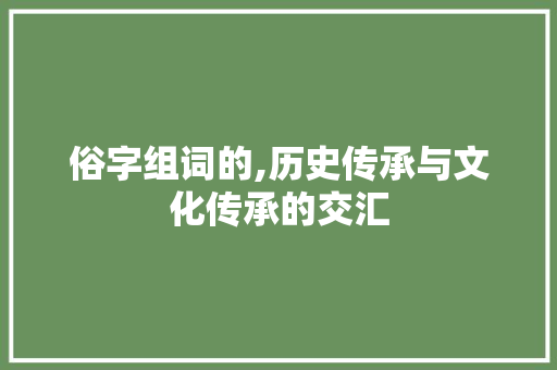 俗字组词的,历史传承与文化传承的交汇