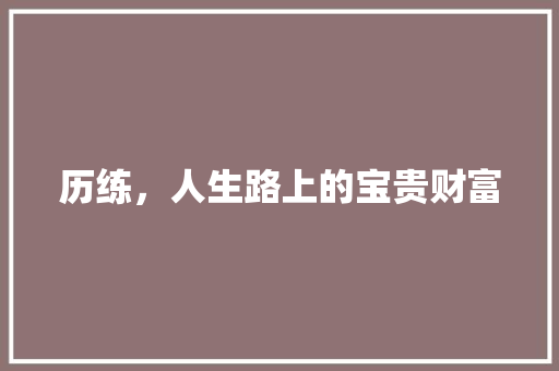 历练，人生路上的宝贵财富