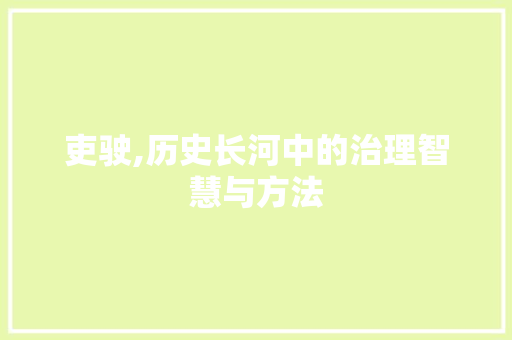 吏驶,历史长河中的治理智慧与方法