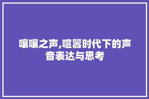 嚷嚷之声,喧嚣时代下的声音表达与思考