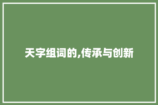 天字组词的,传承与创新