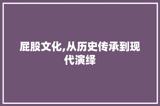 屁股文化,从历史传承到现代演绎