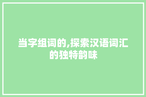 当字组词的,探索汉语词汇的独特韵味