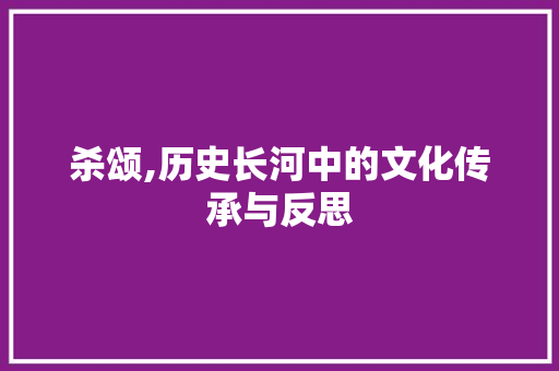 杀颂,历史长河中的文化传承与反思