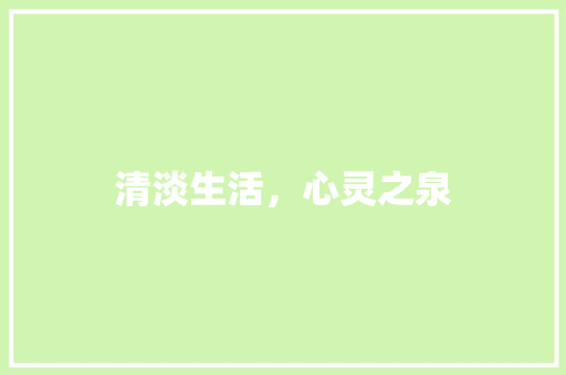 清淡生活，心灵之泉