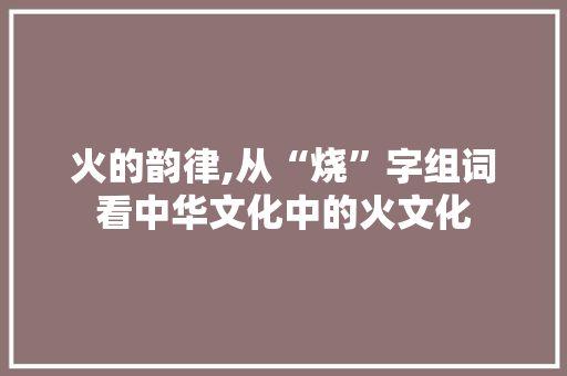 火的韵律,从“烧”字组词看中华文化中的火文化