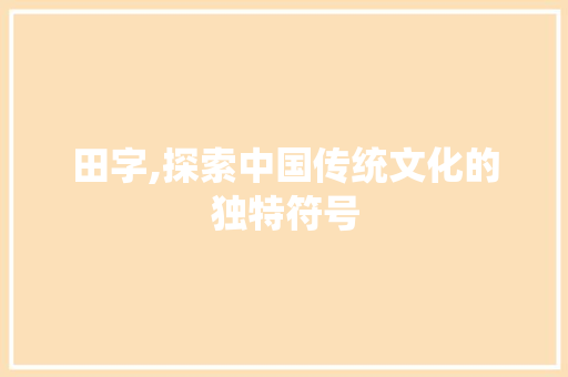 田字,探索中国传统文化的独特符号