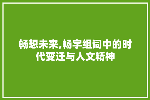 畅想未来,畅字组词中的时代变迁与人文精神