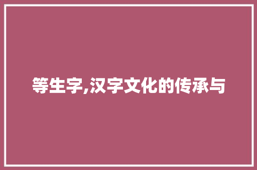 等生字,汉字文化的传承与