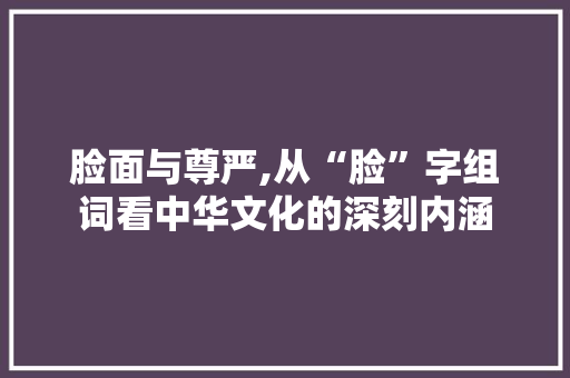 脸面与尊严,从“脸”字组词看中华文化的深刻内涵