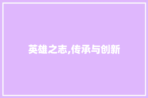 英雄之志,传承与创新